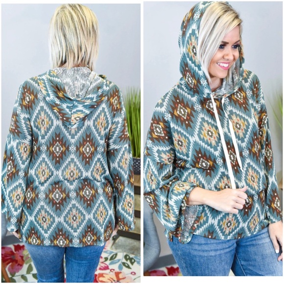 Tribal print hoodie pullover - Picture 7 of 10